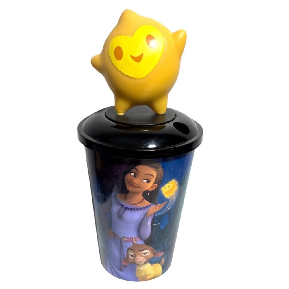 Disney Wish Movie Theatre Cup With Yellow Lid Topper